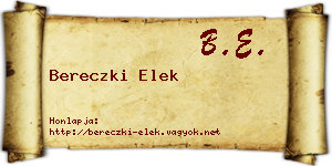 Bereczki Elek névjegykártya