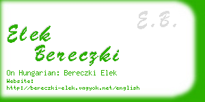 elek bereczki business card
